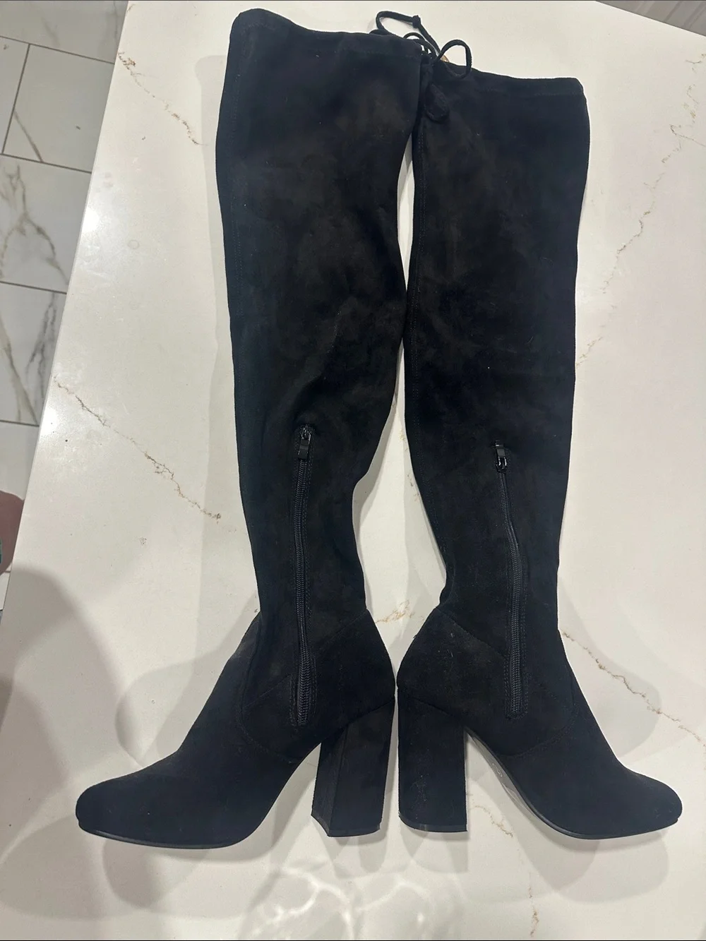 Black Over-the-Knee Block Heel Boots - Picture 8 of 10